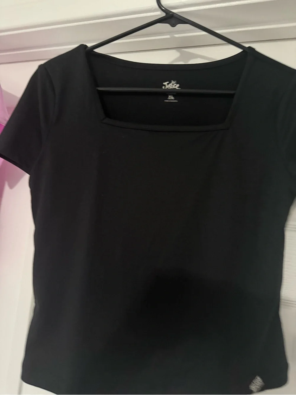 Justice Pink and Black Short Sleeve Scoop Neck Tee